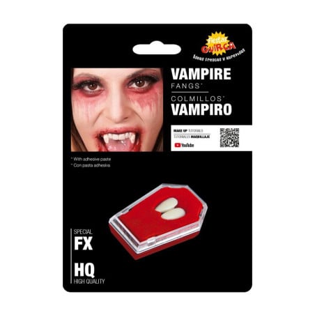 Colmillos De Vampiro Con Adhesivo De Fiestas Guirca