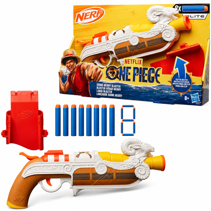 Nerf One Piece Going Merry con Funda y 8 Dardos Elite