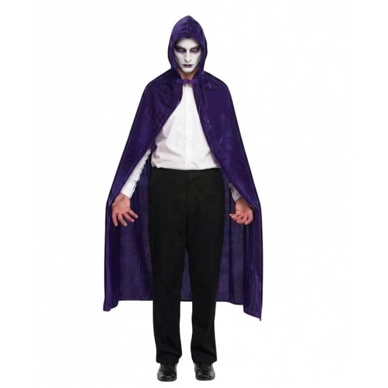 Capa De Terciopelo Morada Con Capucha 140 Cm