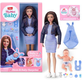 My Mini Mom & Baby Muñeca Embarazada Morena Con Bebé Sorpresa María