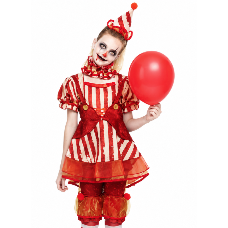 Disfraz Payasa Diabólica De Circo Talla 7-9 Años De Partilandia