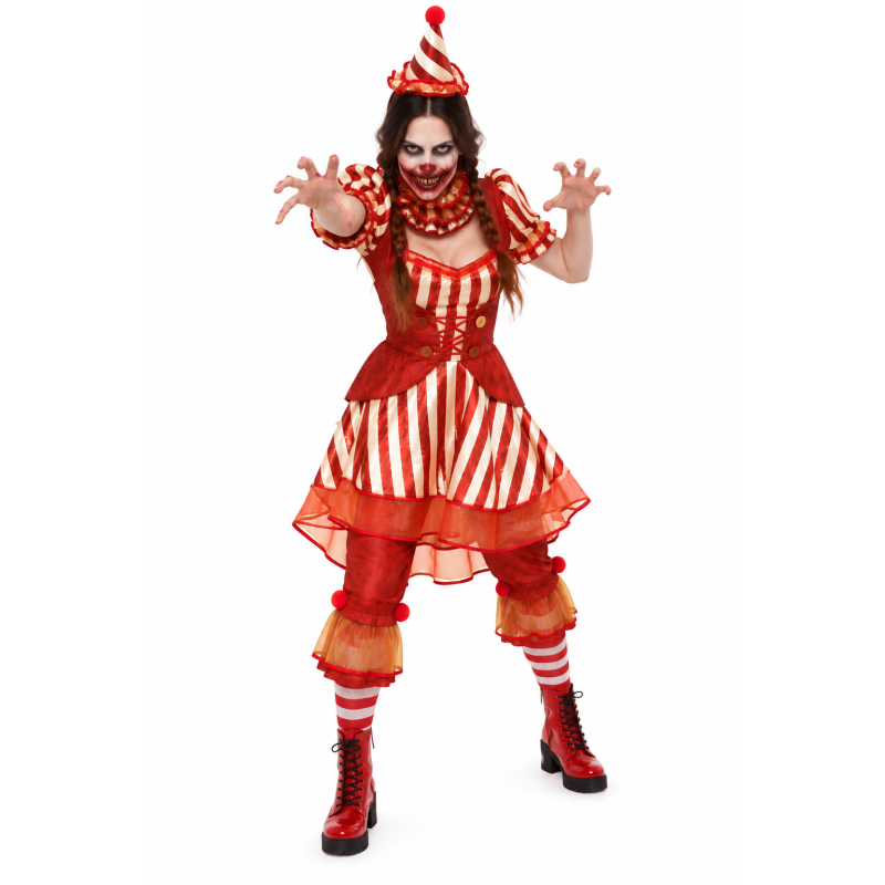 Disfraz Payasa Diabólica De Circo Talla M