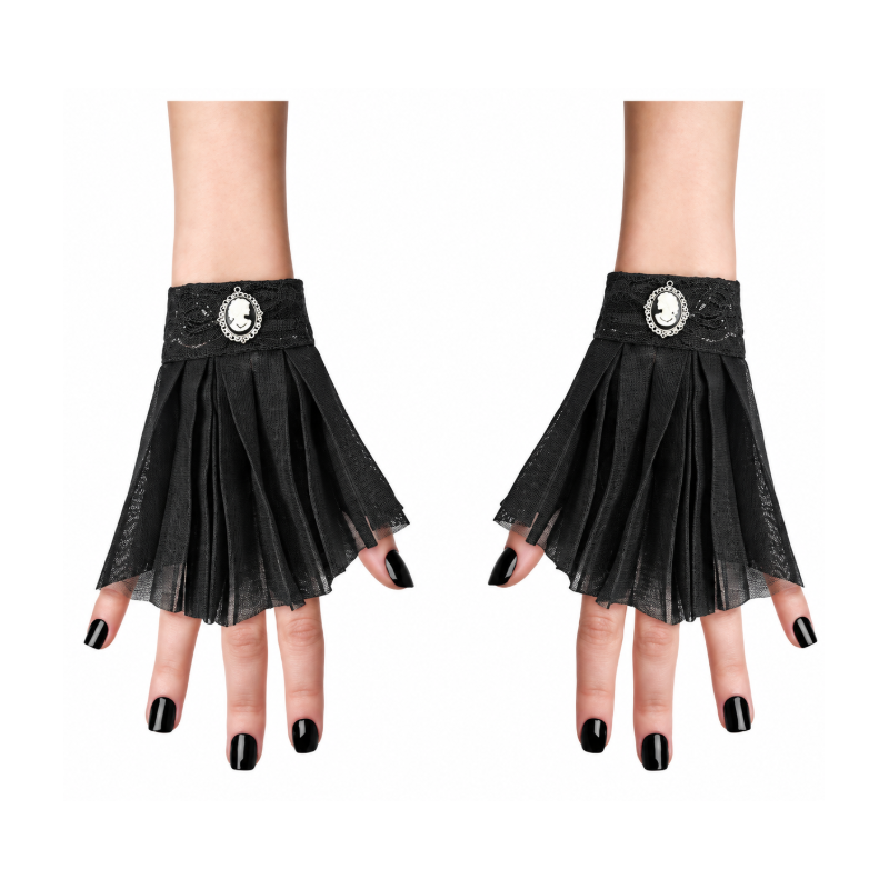 Guantes Góticos Negros con Encaje