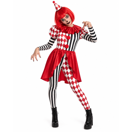 Disfraz Payasa Arlequín Asesina Talla M