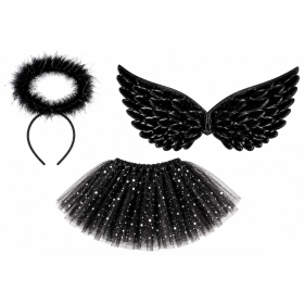 Set Tutú Ángel Negro 3 Piezas Infantil
