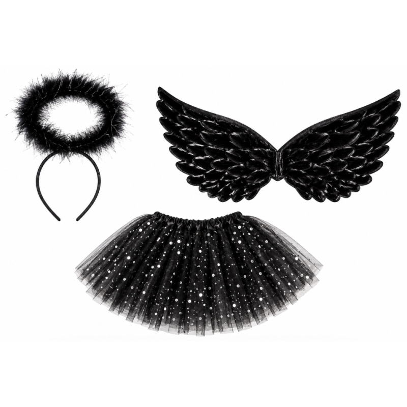 Set Tutú Ángel Negro 3 Piezas Infantil