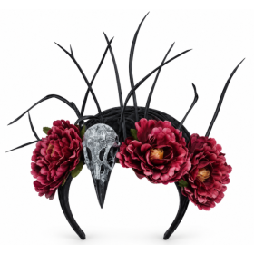 Diadema Calavera y Plumas de Pájaro 21,5 x 25,5 cm