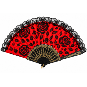 Abanico Floral con Encaje 22 cm Surtido