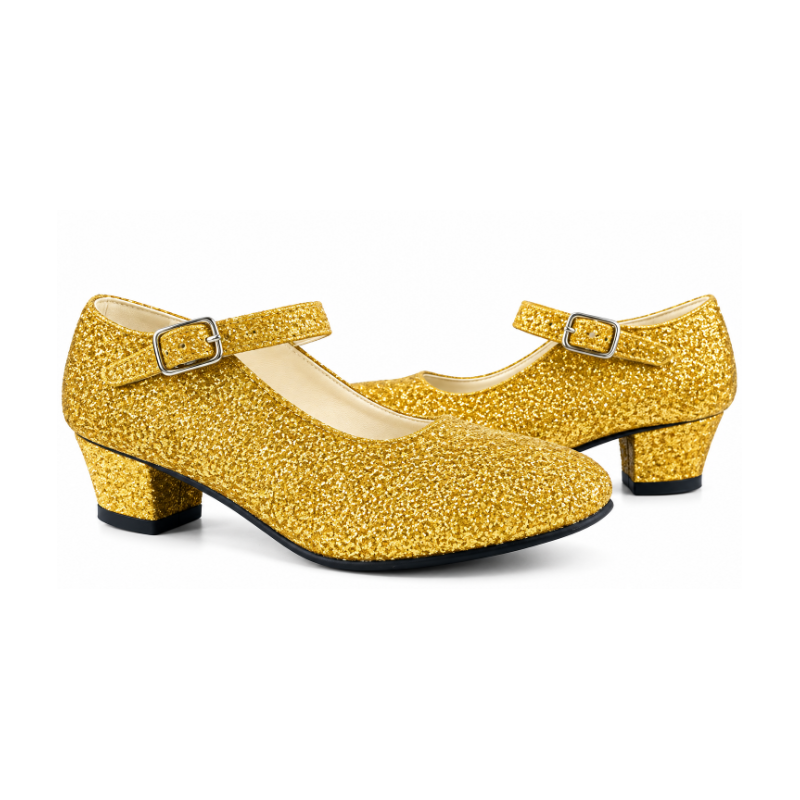 Zapato Tacón Purpurina Oro Talla 33