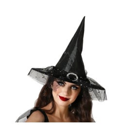 Sombrero Bruja Con Velo Y Estrellas
