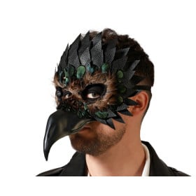 Máscara Cuervo Negro Con Plumas