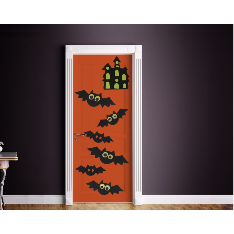 Set Decorativo De Puerta Murciélagos Halloween