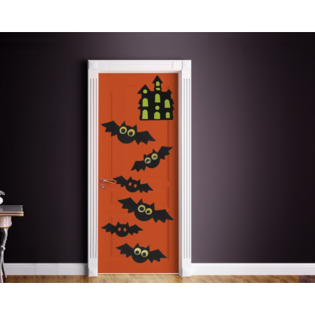 Set Decorativo De Puerta Murciélagos Halloween