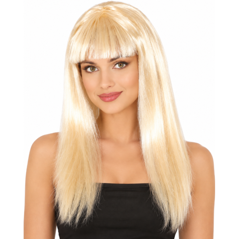 Peluca Melena Rubia con Flequillo