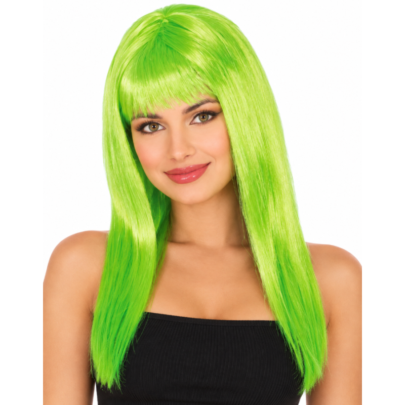 Peluca Melena Verde con Flequillo