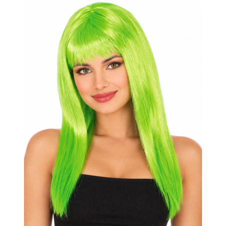 Peluca Melena Verde con Flequillo