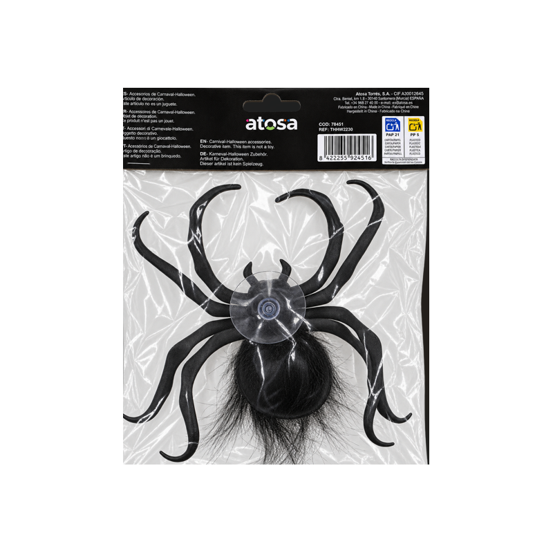 Araña Negra Con Ventosa 18 cm