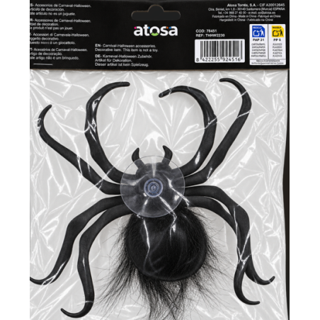 Araña Negra Con Ventosa 18 cm
