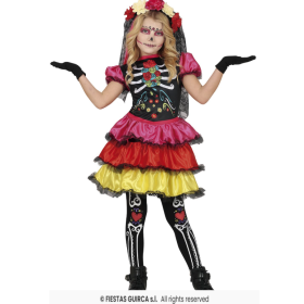Disfraz Catrina Multicolor Infantil 10-12 Años