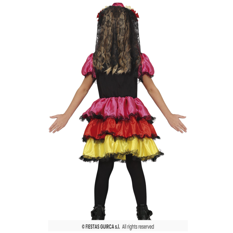 Disfraz Catrina Multicolor Infantil 10-12 Años