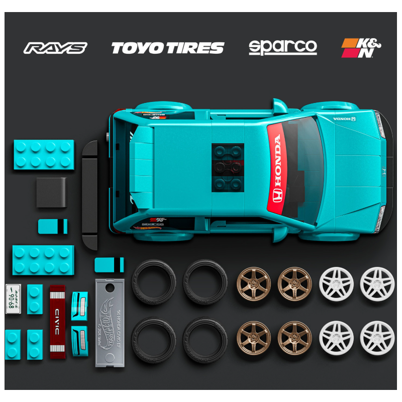Mattel Brick Shop Hot Wheels Custom '90 Honda Civic EF 284 Piezas