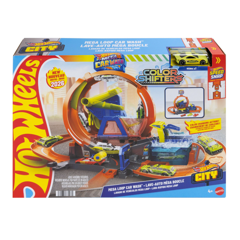 Hot Wheels City Mega Car Wash con Loop y Coche Color Shifters