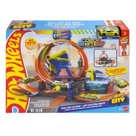 Hot Wheels City Mega Car Wash con Loop y Coche Color Shifters