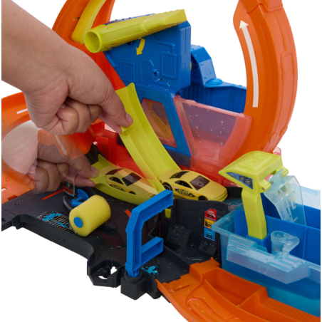 Hot Wheels City Mega Car Wash con Loop y Coche Color Shifters
