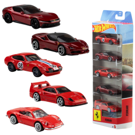 Hot Wheels Pack 5 Vehículos Ferrari
