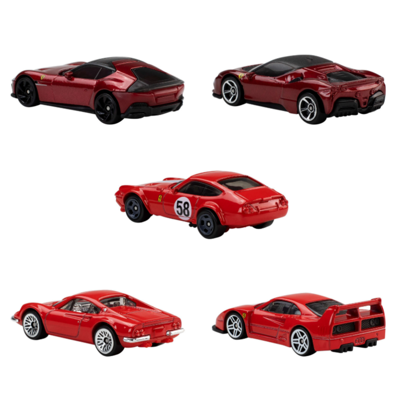Hot Wheels Pack 5 Vehículos Ferrari