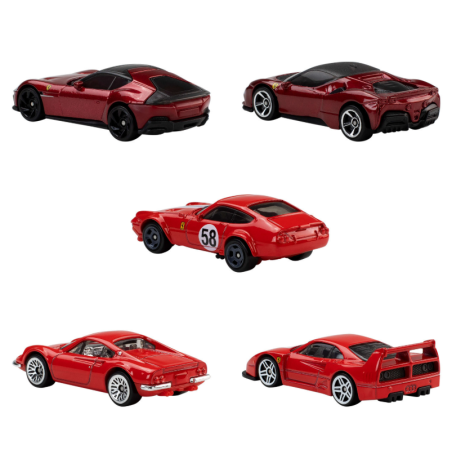 Hot Wheels Pack 5 Vehículos Ferrari