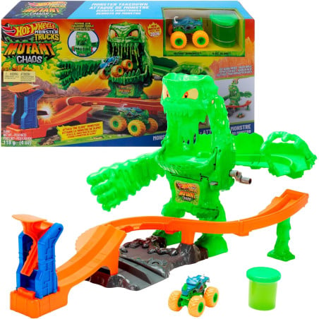 Hot Wheels Monster Trucks Mutant Monster Takedown Y Rhinomite De Mattel