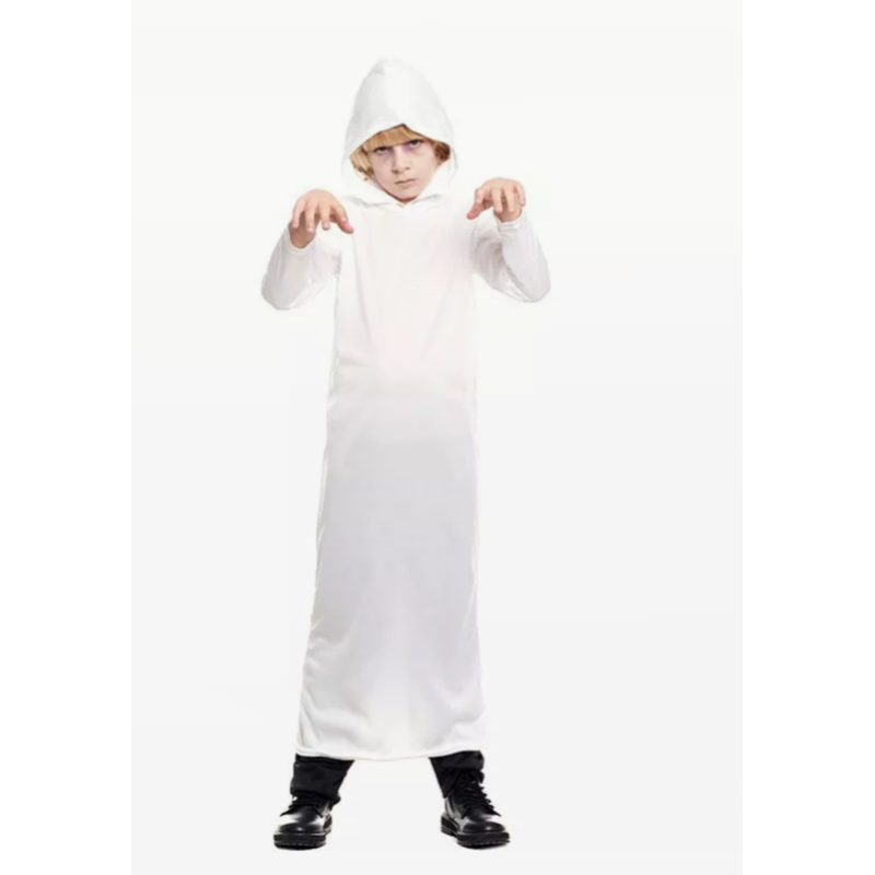 Túnica Blanca Infantil Con Capucha Talla 7-9 Años