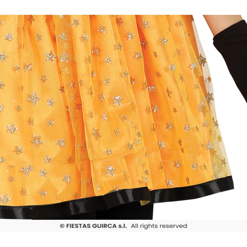 Disfraz Bruja Glitter Naranja Infantil 5-6 Años