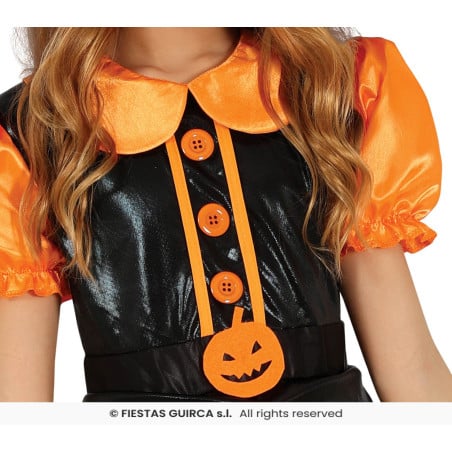 Disfraz Bruja Glitter Naranja Infantil 5-6 Años