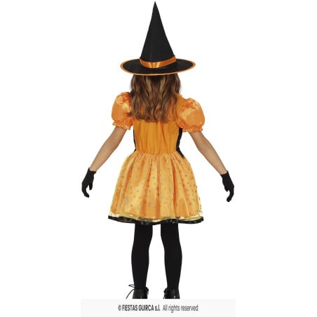 Disfraz Bruja Glitter Naranja Infantil 5-6 Años