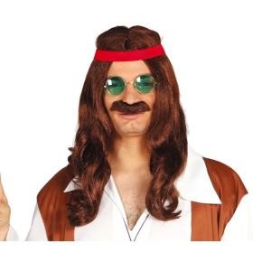 Peluca Hippie Con Bigote