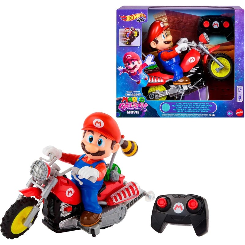 Hot Wheels Super Mario Galaxy Wheelie Motocross RC De Mattel