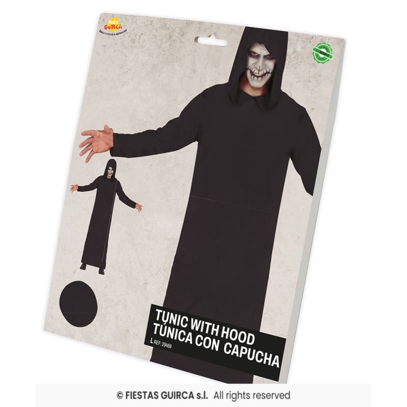 Túnica Negra Con Capucha Talla L