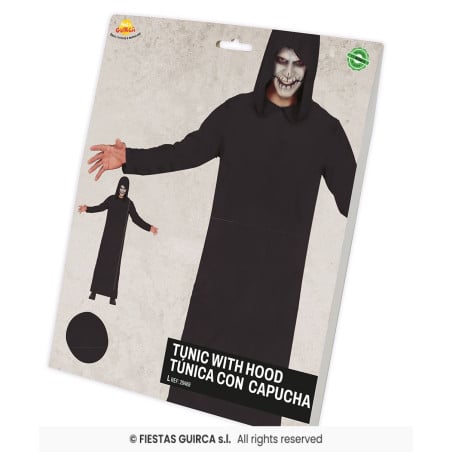 Túnica Negra Con Capucha Talla L
