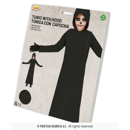 Túnica Negra Con Capucha 10-12 Años