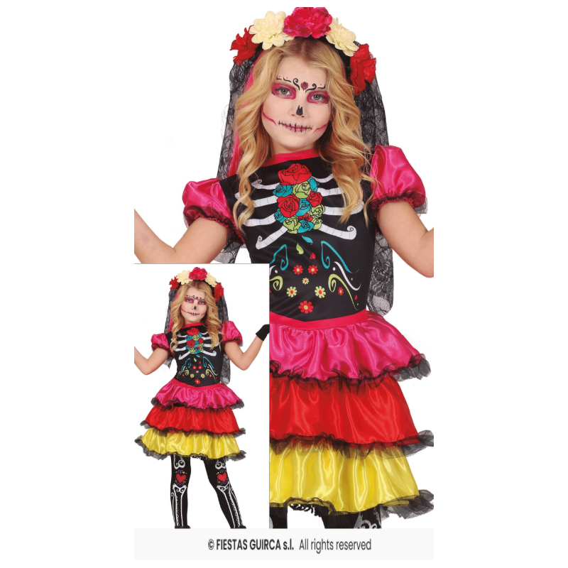 Disfraz Catrina Multicolor Infantil 5-6 Años