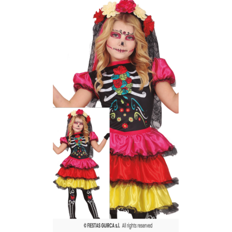 Disfraz Catrina Multicolor Infantil 5-6 Años