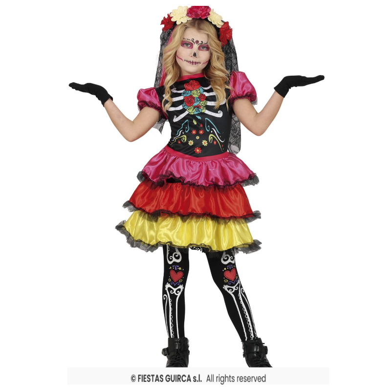 Disfraz Catrina Multicolor Infantil 5-6 Años