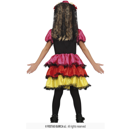 Disfraz Catrina Multicolor Infantil 5-6 Años