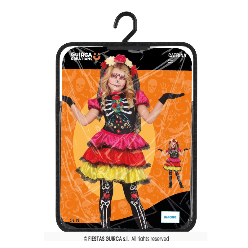 Disfraz Catrina Multicolor Infantil 5-6 Años