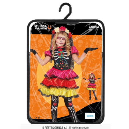 Disfraz Catrina Multicolor Infantil 5-6 Años