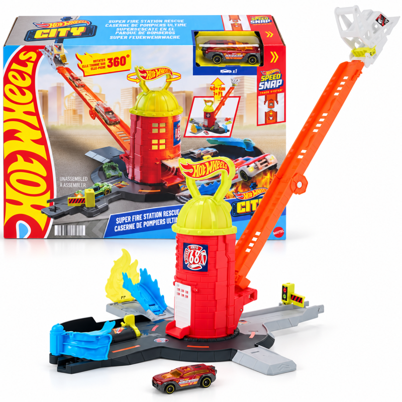 Hot Wheels City Estación de Bomberos Super Rescue Y Camión De Mattel