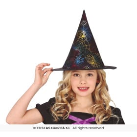 Sombrero de Bruja Negro con Telarañas Multicolor Infantil 2