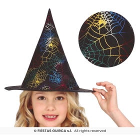 Sombrero de Bruja Negro con Telarañas Multicolor Infantil